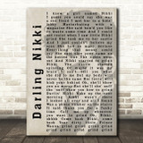 Prince Darling Nikki Shadow Song Lyric Quote Print