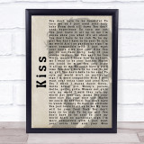 Prince Kiss Shadow Song Lyric Quote Print