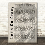 Prince Let's Go Crazy Shadow Song Lyric Quote Print