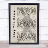 Queen Play The Game Freddie Mercury Shadow Song Lyric Quote Print