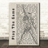 Queen Play The Game Freddie Mercury Silhouette Song Lyric Quote Print