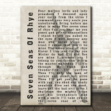 Queen Seven Seas Of Rhye Freddie Mercury Silhouette Song Lyric Quote Print