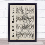 Queen We Will Rock You Freddie Mercury Silhouette Song Lyric Quote Print