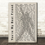 Queen You're My Best Friend Freddie Mercury Shadow Song Lyric Quote Print