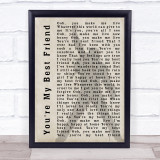 Queen You're My Best Friend Freddie Mercury Shadow Song Lyric Quote Print