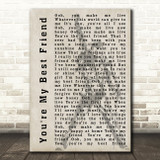 Queen You're My Best Friend Freddie Mercury Silhouette Song Lyric Quote Print