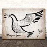 Hymn Amazing Grace Vintage Dove Bird Song Lyric Print