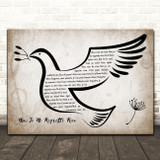 Edith Piaf Non, Je Ne Regrette Rien Vintage Dove Bird Song Lyric Quote Music Print