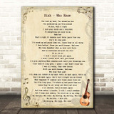 Pink Who Knew Vintage Guitar Song Lyric Print