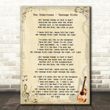 The Undertones Teenage Kicks Vintage Guitar Song Lyric Wall Art Print