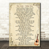Thin Lizzy Cowboy Song Vintage Guitar Song Lyric Quote Music Print