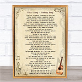 Thin Lizzy Cowboy Song Vintage Guitar Song Lyric Quote Music Print