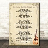 Elvis Presley Can't Help Falling In Love Song Lyric Vintage Quote Print