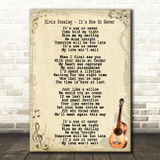 Elvis Presley It's Now Or Never Song Lyric Vintage Quote Print