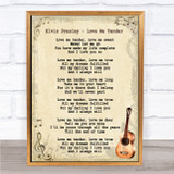 Elvis Presley Love Me Tender Song Lyric Vintage Quote Print
