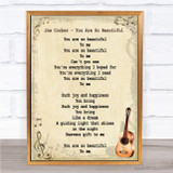 Joe Cocker You Are So Beautiful Song Lyric Vintage Quote Print