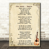John Lennon Imagine Song Lyric Vintage Quote Print