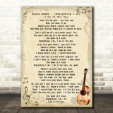 Bryan Adams Everything I Do I Do It For You Song Lyric Vintage Quote Print