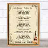 John Lennon Jealous Guy Song Lyric Vintage Quote Print