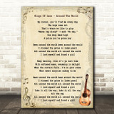 Kings Of Leon Around The World Song Lyric Vintage Quote Print