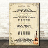 Kings Of Leon Walls Song Lyric Vintage Quote Print