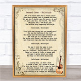 Leonard Cohen Hallelujah Song Lyric Vintage Quote Print
