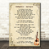 OneRepublic Apologize Song Lyric Vintage Quote Print