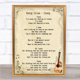 Patsy Cline Crazy Song Lyric Vintage Quote Print