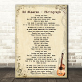 Ed Sheeran Photograph Song Lyric Vintage Quote Print