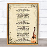 Metallica - Nothing Else Matters Song Lyric Guitar Quote Print