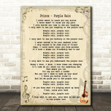 Prince - Purple Rain Song Lyric Guitar Quote Print