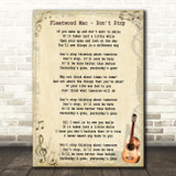 Fleetwood Mac Don't Stop Song Lyric Vintage Quote Print