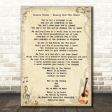 Stevie Nicks Beauty And The Beast Vintage Guitar Song Lyric Quote Print