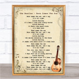 The Beatles Here Comes The Sun Song Lyric Vintage Quote Print