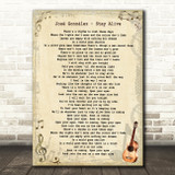 José González Stay Alive Vintage Guitar Song Lyric Print