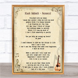 Black Sabbath Paranoid Song Lyric Quote Print