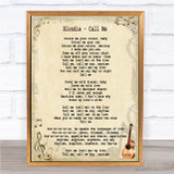 Blondie Call Me Song Lyric Quote Print