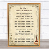 Bob Dylan Knockin' On Heaven's Door Song Lyric Quote Print