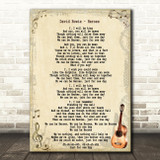 David Bowie Heroes Song Lyric Guitar Quote Print