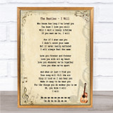 The Beatles I Will Song Lyric Quote Print