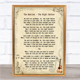The Beatles The Night Before Song Lyric Quote Print