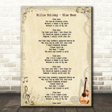 Billie Holiday Blue Moon Song Lyric Quote Print