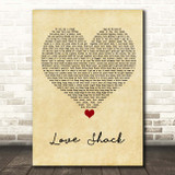 B-52s Love Shack Vintage Heart Song Lyric Print