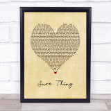 Miguel Sure Thing Vintage Heart Song Lyric Print