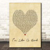 Nelly Furtado Im Like a Bird Vintage Heart Song Lyric Print