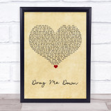 One Direction Drag Me Down Vintage Heart Song Print