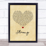 One Direction Strong Vintage Heart Song Lyric Print
