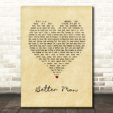 Pearl Jam Better Man Vintage Heart Song Lyric Print