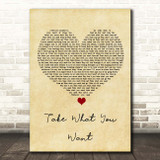 Post Malone Take What You Want Vintage Heart Song Lyric Print