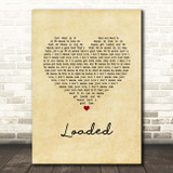Primal Scream Loaded Vintage Heart Song Lyric Print